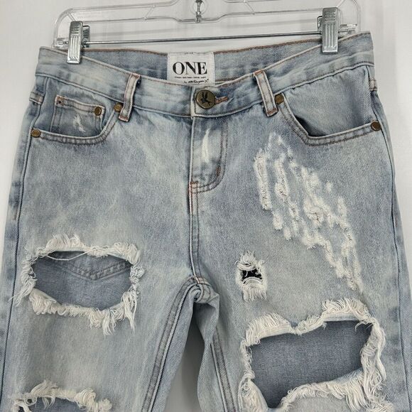 ONE By One Teaspoon Awesome Baggies Jeans Light Wash Ripped Mid Rise Size 26 - Picture 2 of 13
